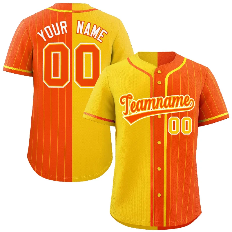 Custom Gold Orange Stripe-Solid Combo Fashion Authentic Baseball Jersey Practical Men's Multi