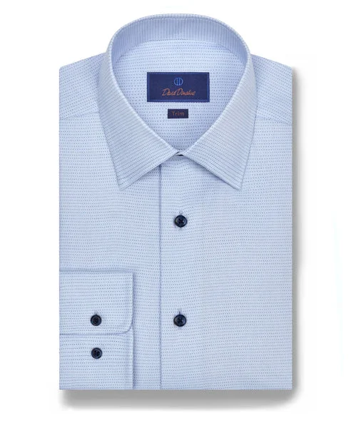 David Donahue Sky Twill Dot Dress Shirt (Trim) Cozy Men's Winter