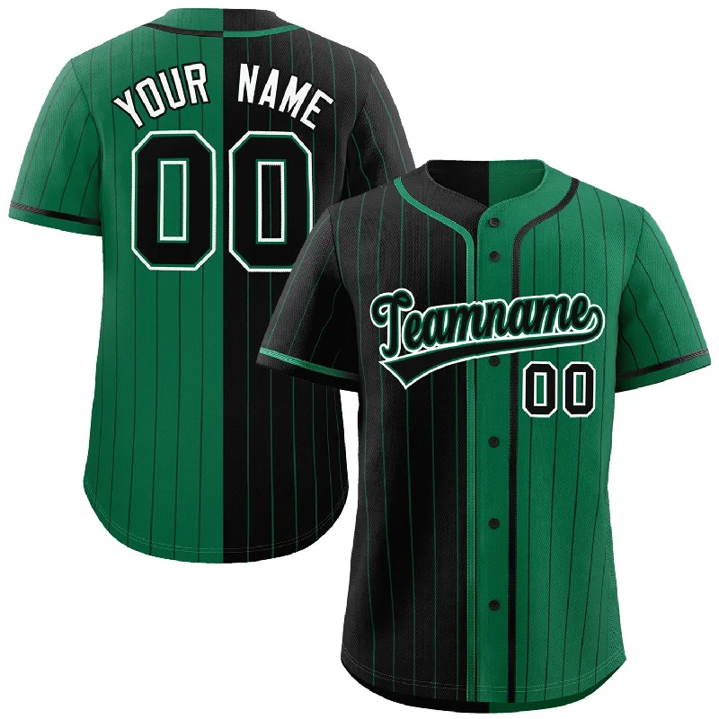 Custom Black Kelly Green Two Tone Striped Fashion Authentic Baseball Jersey Artistic Men's Avant