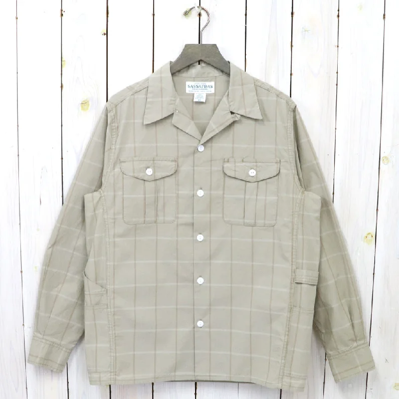 SASSAFRAS『GARDENER OPEN HALF(HOMBRE CHECK)』(BEIGE) Bold Men's Animal