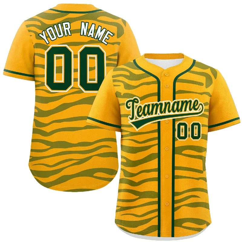 Custom Yellow Green Zebra Stripes Graffiti Pattern Authentic Baseball Jersey Practical Men's Multi