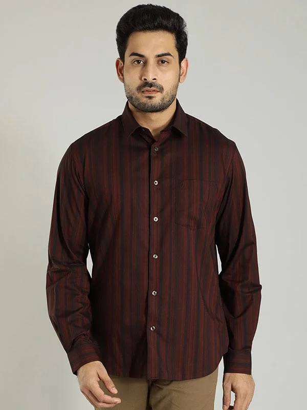 Men Striped Full Sleeve Cotton Shirt Tailored