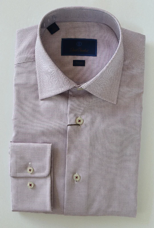 David Donahue Dress Shirt - Wine (Trim) Sporty Men's Tennis