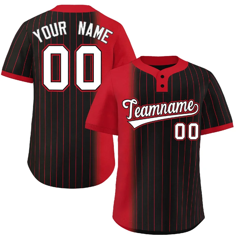 Custom Red Black Gradient Stripe Fashion Authentic Two-Button Baseball Jersey Youthful Men's Pop