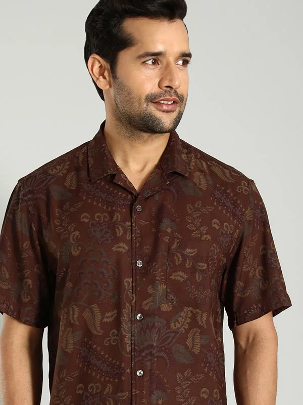 Men Printed Half Sleeve Viscose Blend Shirt Hip Men's Urban