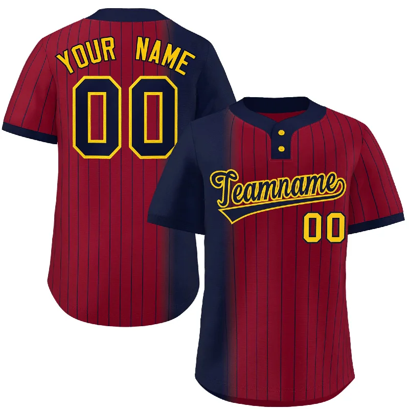 Custom Navy Crimson Gradient Stripe Fashion Authentic Two-Button Baseball Jersey Sporty Men's Athleisure 