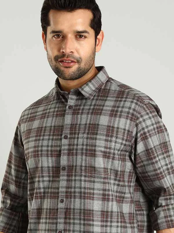 Men Checked Full Sleeve Cotton Shirt Youthful Men's Pop