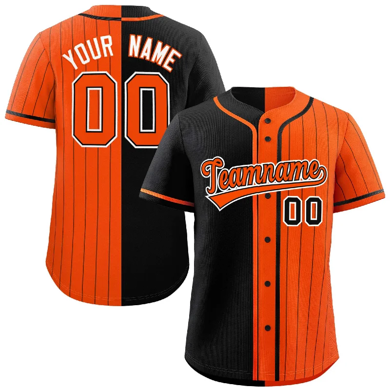 Custom Black Orange Stripe-Solid Combo Fashion Authentic Baseball Jersey Refined Men's Classic 