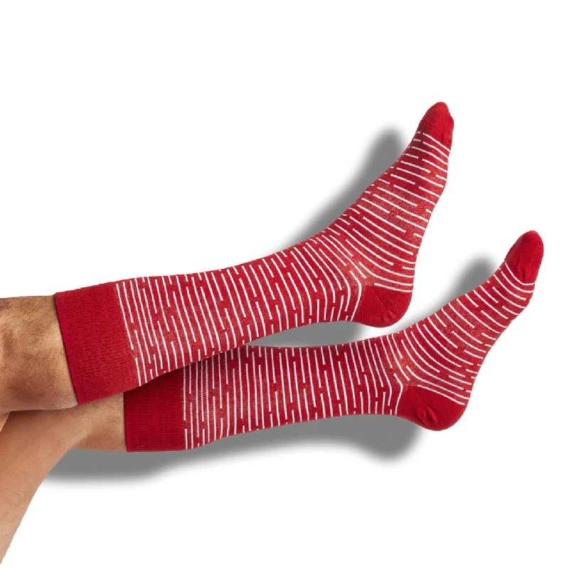 DeadSoxy Crimson Broken Stripe Dress Socks Sophisticated Men's 