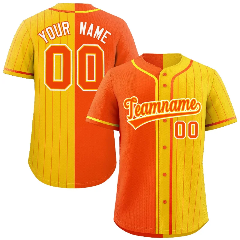 Custom Orange Gold Stripe-Solid Combo Fashion Authentic Baseball Jersey Artistic Men's Avant