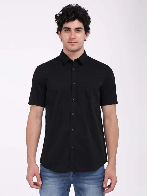 Men Solid Half Sleeve Cotton Shirt Elegant Men's Formal 