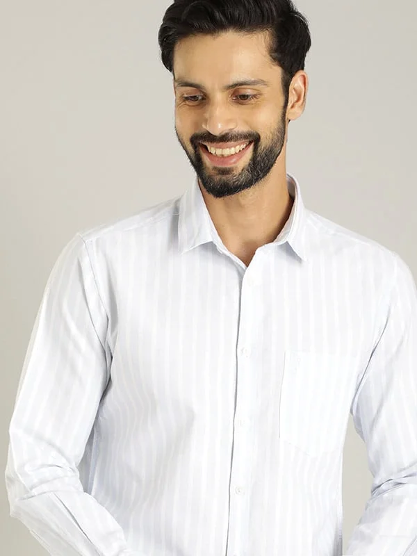 Men Striped Full Sleeve Cotton Shirt Artistic Men's Hand