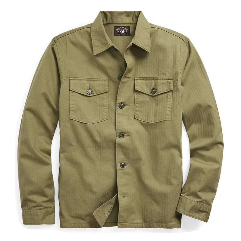 Double RL『HERRINGBONE TWILL SHIRT』(MILITARY OLIVE) Modern Men's 