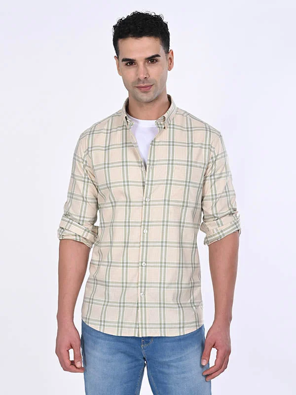 Men Checked Full Sleeve Cotton Shirt Trendy Men's Oversized