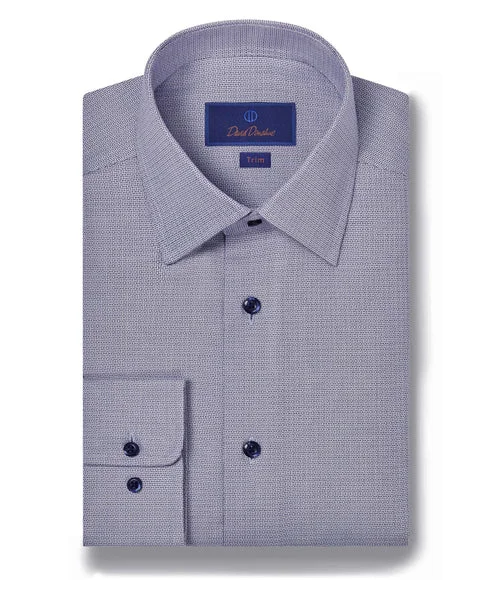 David Donahue Navy & White Royal Oxford Dress Shirt (Trim Fit) Dynamic Men's High