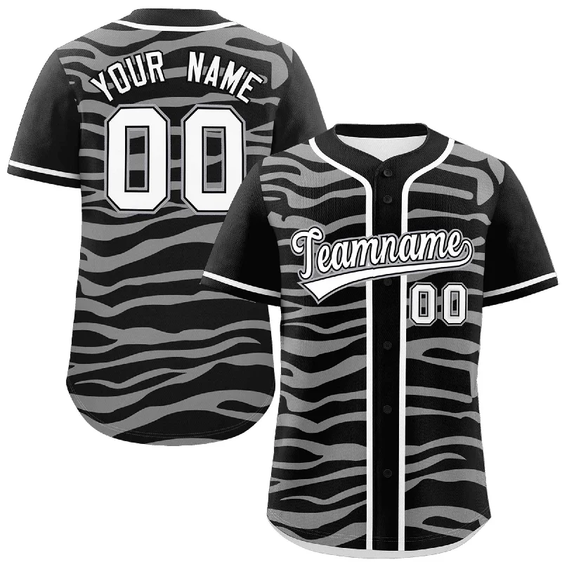 Custom Black White Zebra Stripes Graffiti Pattern Authentic Baseball Jersey Monochromatic All