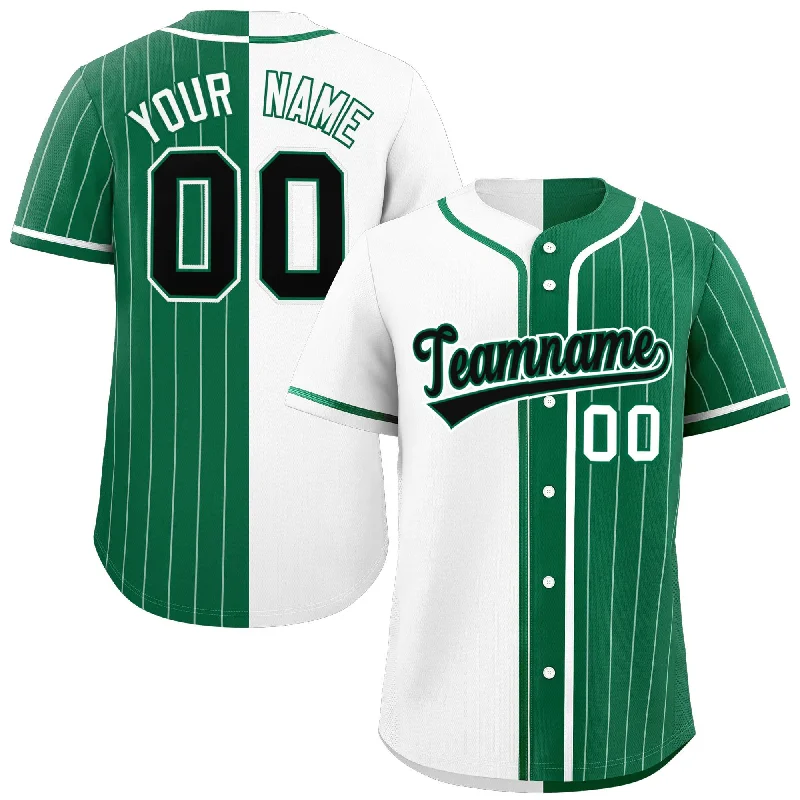 Custom White Kelly Green Stripe-Solid Combo Fashion Authentic Baseball Jersey Trendy Men's Scandinavian