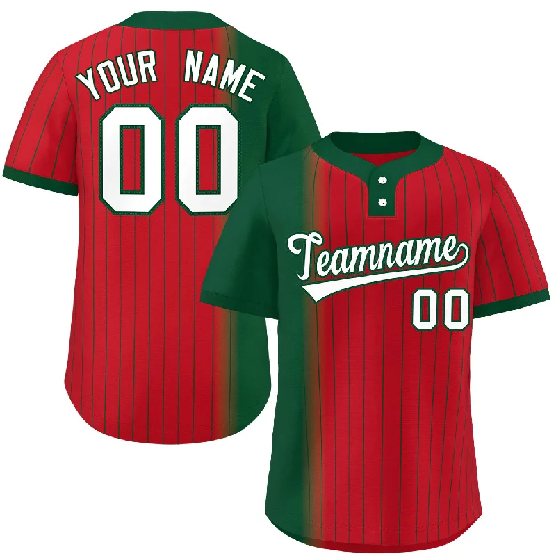 Custom Green Red Gradient Stripe Fashion Authentic Two-Button Baseball Jersey Casual Men's Japanese 