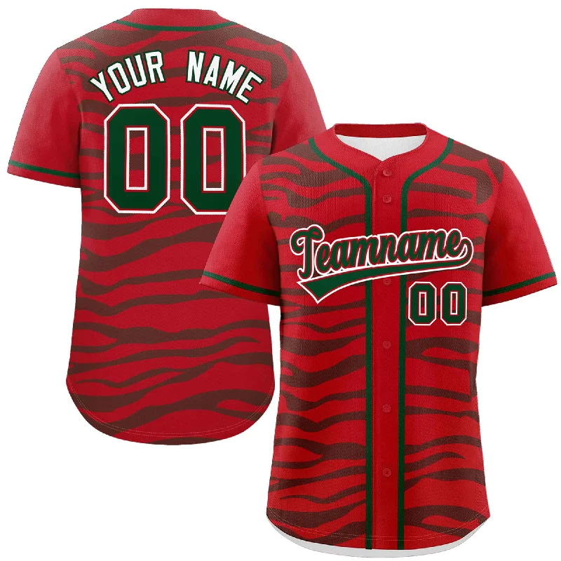 Custom Red Green Zebra Stripes Graffiti Pattern Authentic Baseball Jersey Sophisticated Men's French