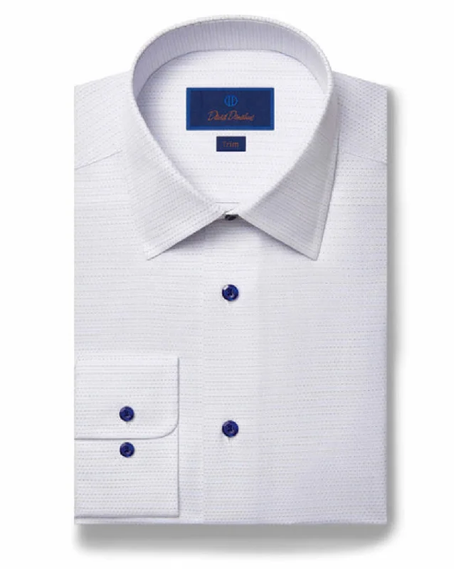 David Donahue Gray Micro Dot Dress Shirt Refined Men's Classic 