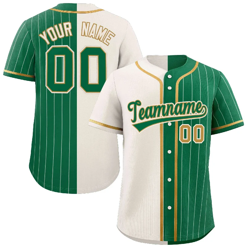 Custom Cream Kelly Green Stripe-Solid Combo Fashion Authentic Baseball Jersey Stylish Men's Tropical 