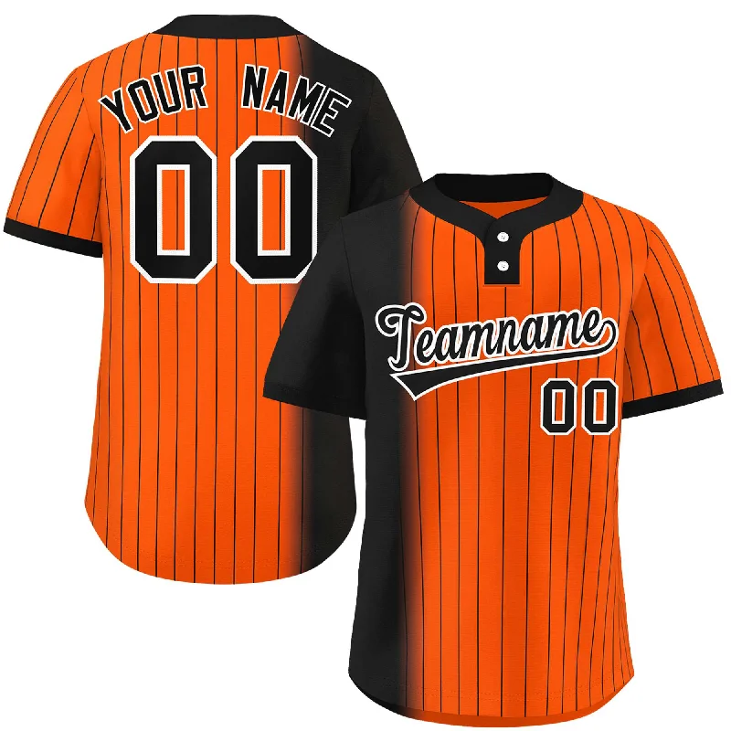 Custom Black Orange Gradient Stripe Fashion Authentic Two-Button Baseball Jersey Dynamic Men's Moto