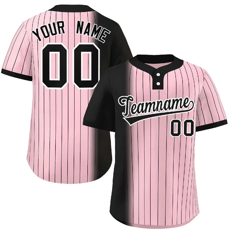 Custom Black Light Pink Gradient Stripe Fashion Authentic Two-Button Baseball Jersey Stylish Men's Tropical 