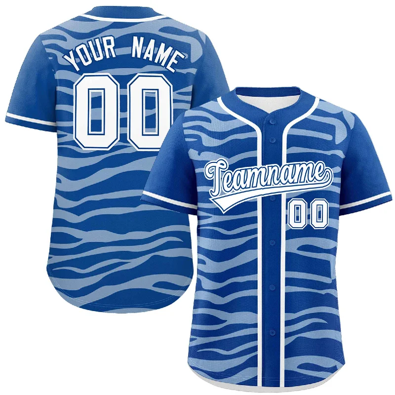 Custom Royal White Zebra Stripes Graffiti Pattern Authentic Baseball Jersey Trendy Men's Scandinavian