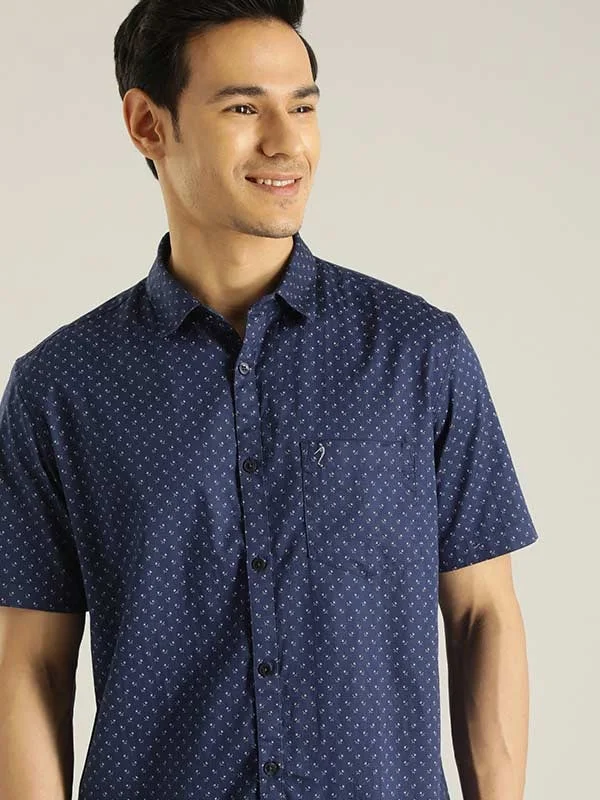 Men Printed Half Sleeve Cotton Shirt Sophisticated Men's French