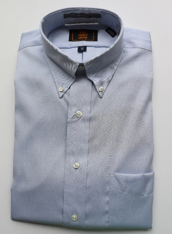 The Shirt Shop Dress Shirt - Blue Button Down (Exact Sleeve Length) Cclassic Men's Tweed