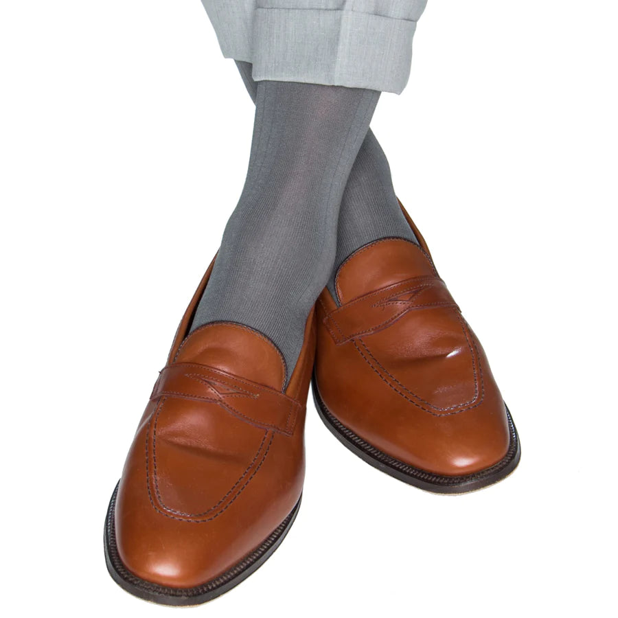 The Shirt Shop Socks - Gray Ribbed - Over the Calf Cclassic Men's Tweed