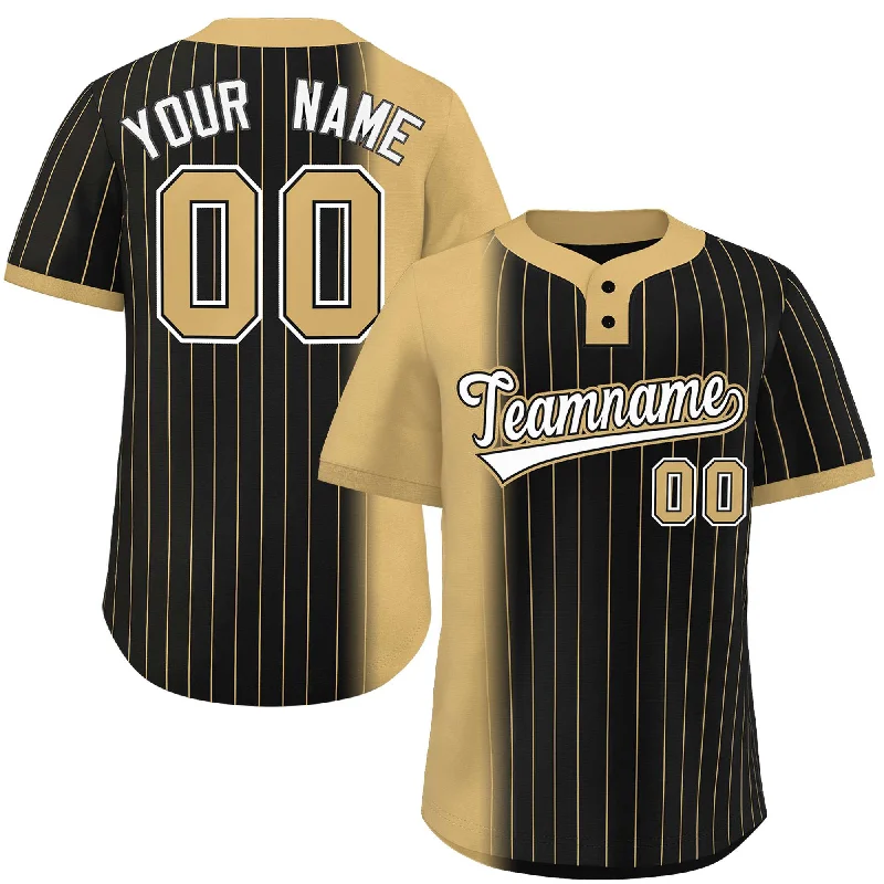 Custom Old Gold Black Gradient Stripe Fashion Authentic Two-Button Baseball Jersey Modern Men's 