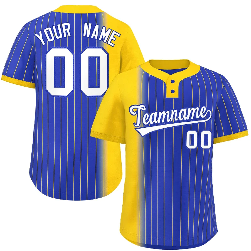 Custom Gold Royal Gradient Stripe Fashion Authentic Two-Button Baseball Jersey Practical Men's Quick