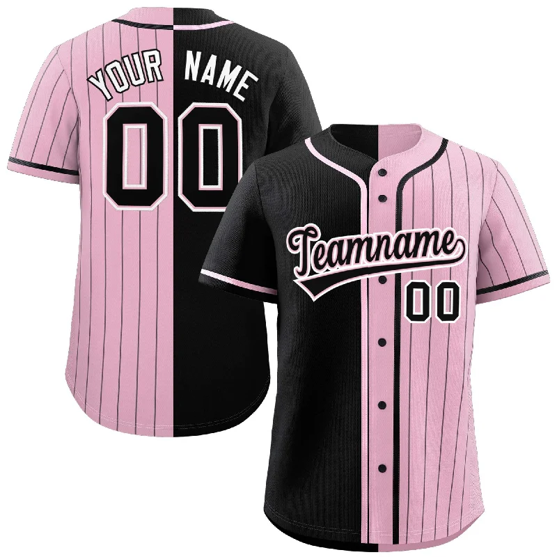 Custom Black Light Pink Stripe-Solid Combo Fashion Authentic Baseball Jersey Artistic Men's Hand