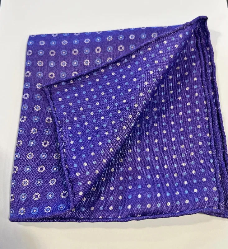 David Donahue Pocket Square - Purple Floral Print / Polka Dots Cool Men's Distressed