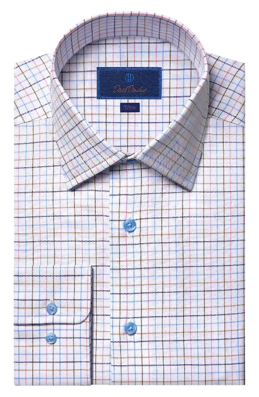 David Donahue White & Dune Tattersall Dress Shirt Relaxed Men's Australian 