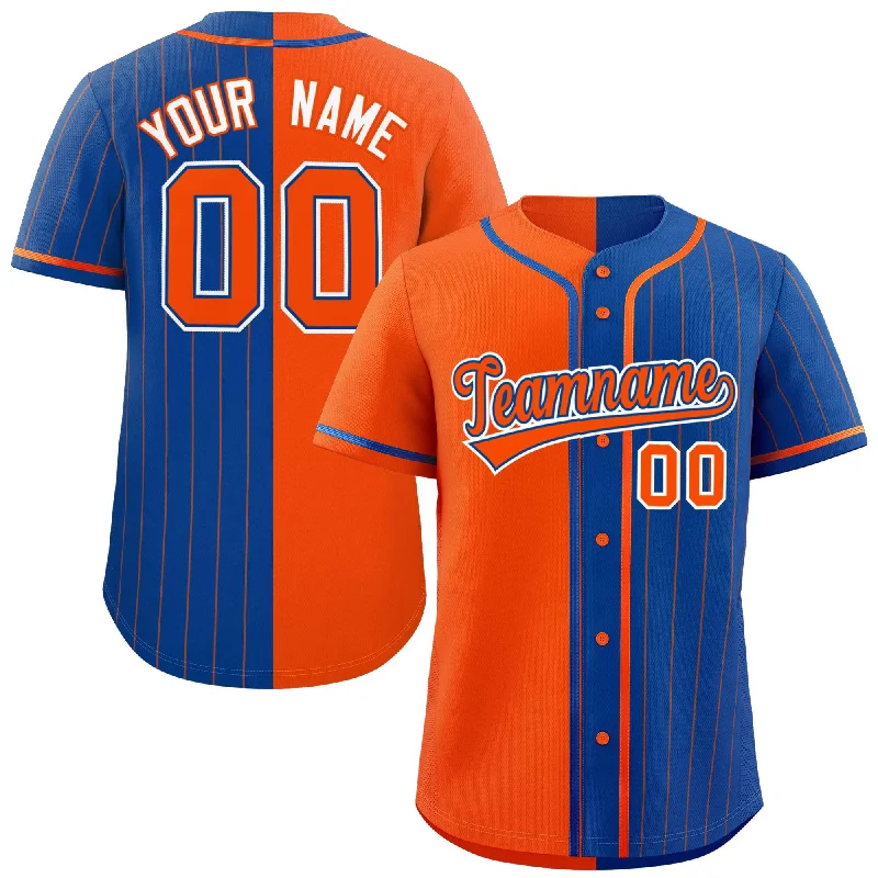 Custom Orange Royal Stripe-Solid Combo Fashion Authentic Baseball Jersey Monochromatic Office Style