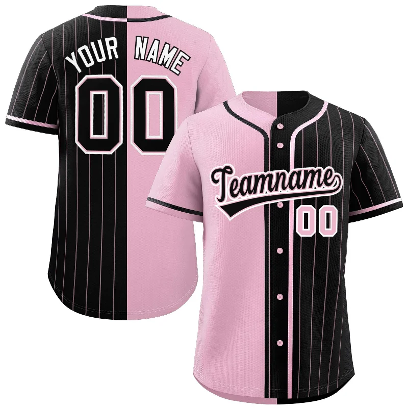 Custom Light Pink Black Stripe-Solid Combo Fashion Authentic Baseball Jersey Practical Men's Quick