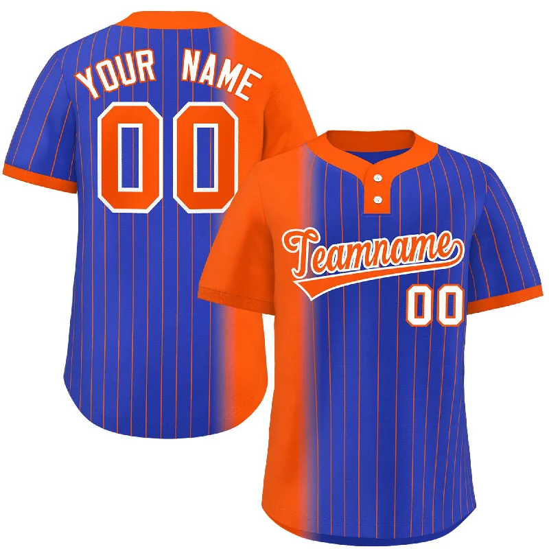 Custom Orange Royal Gradient Stripe Fashion Authentic Two-Button Baseball Jersey Youthful Men's Anime