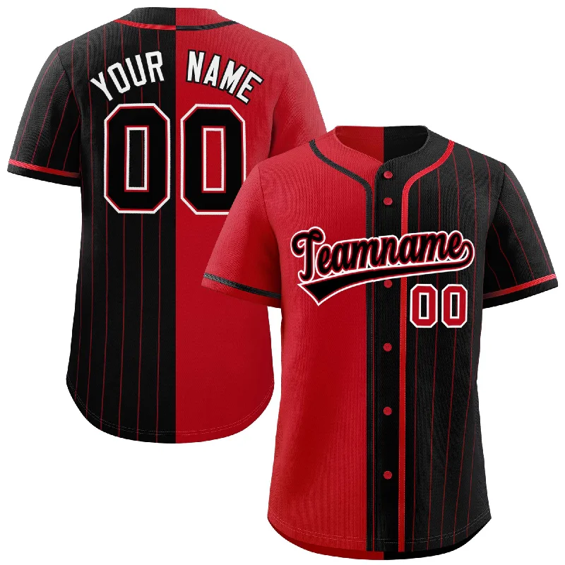 Custom Red Black Stripe-Solid Combo Fashion Authentic Baseball Jersey Earthy Men's Hemp