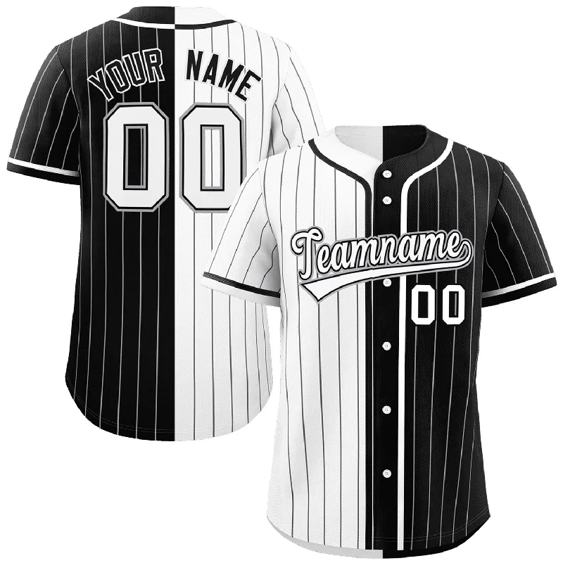 Custom White Black Two Tone Striped Fashion Authentic Baseball Jersey Minimalist Men's Casual 