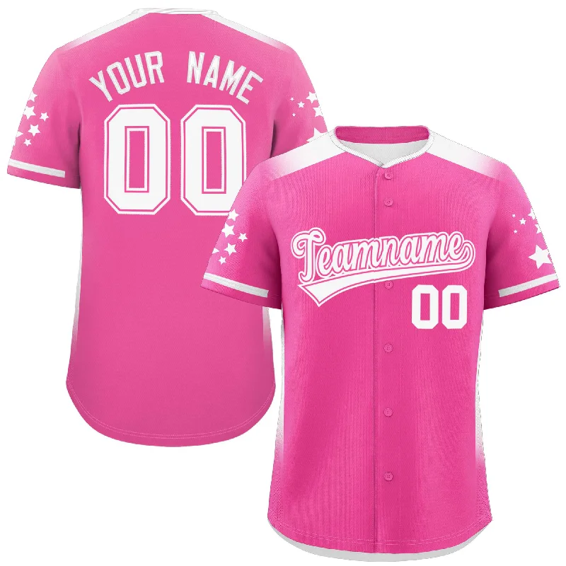 Custom Pink White Gradient Side Personalized Star Pattern Authentic Baseball Jersey Trendy Men's Scandinavian