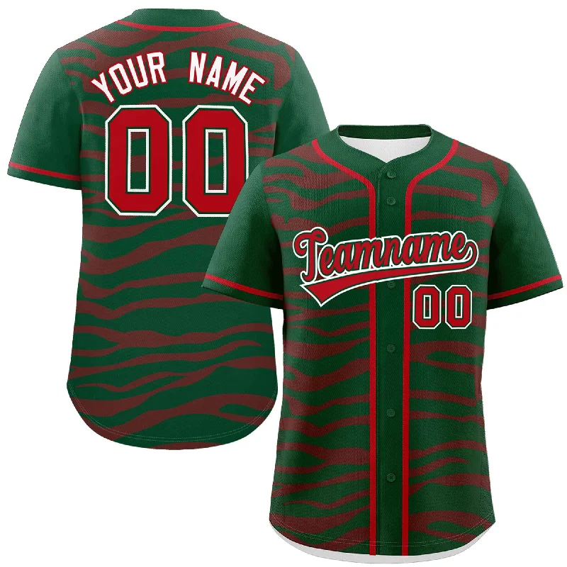 Custom Green Red Zebra Stripes Graffiti Pattern Authentic Baseball Jersey Edgy Men's Punk