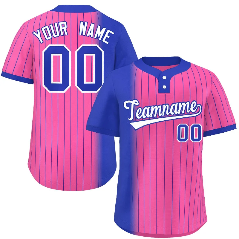 Custom Royal Pink Gradient Stripe Fashion Authentic Two-Button Baseball Jersey Trendy Men's Scandinavian