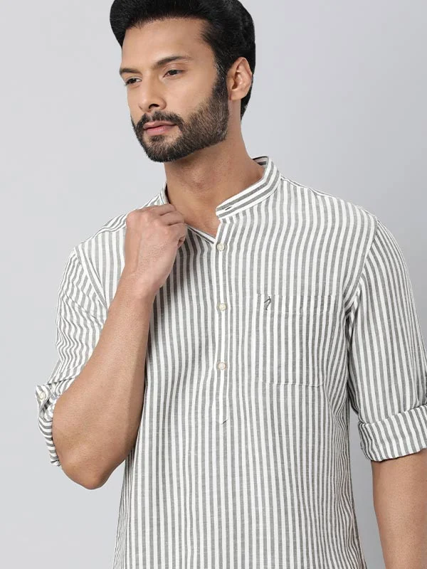 Men Striped Full Sleeve Viscose Blend Shirt Minimalist Men's Casual 