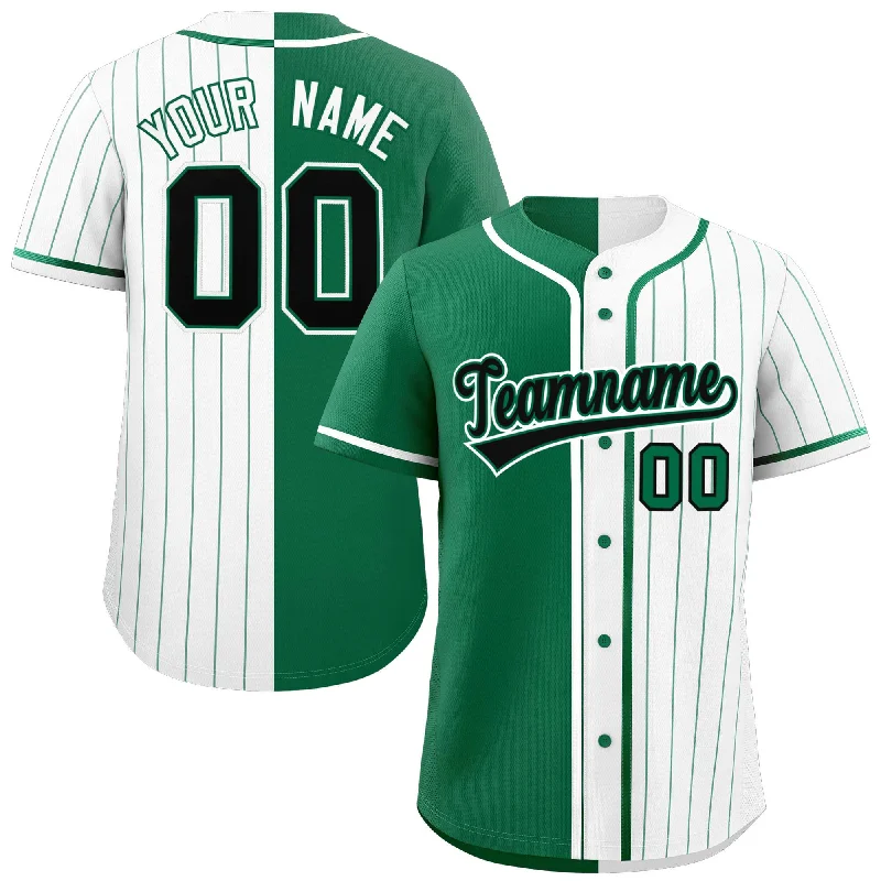 Custom Kelly Green White Stripe-Solid Combo Fashion Authentic Baseball Jersey Luxurious Men's High