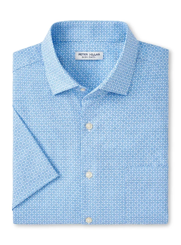 Peter Millar Geo Petals Poplin Sport Shirt Minimalist Men's Casual 