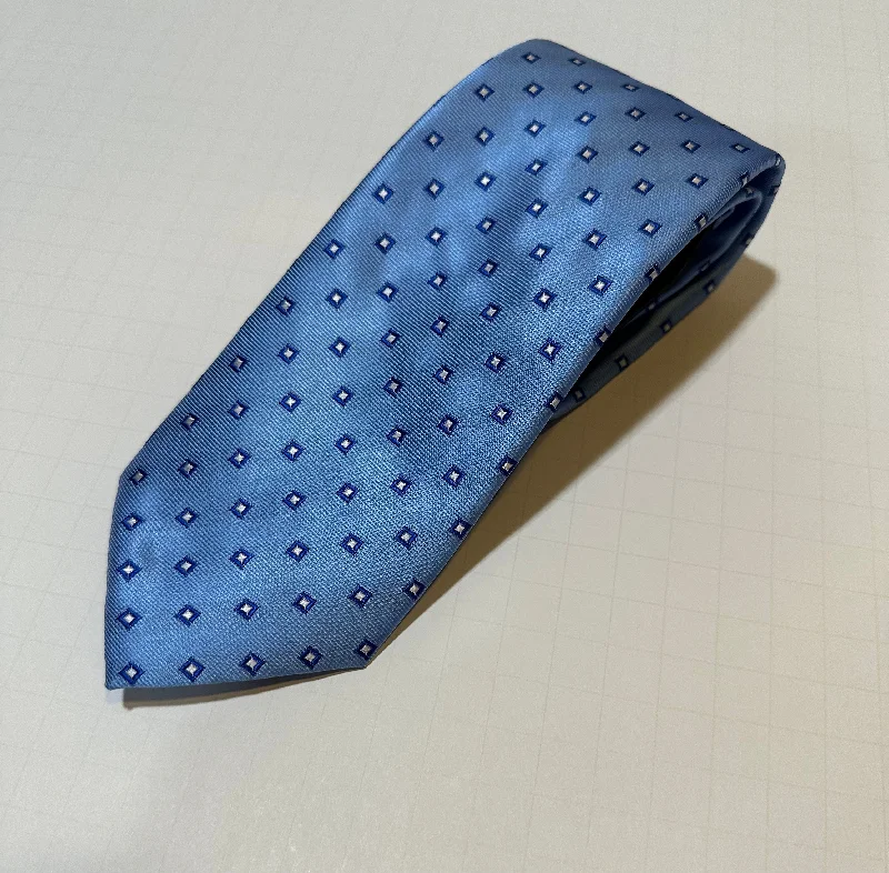 The Shirt Shop Tall Tie - Sky Blue with Blue/White Squares Youthful Men's Pop