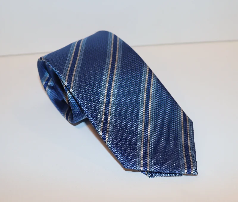 David Donahue Tie - Blue Stripe Sporty Men's Athleisure 