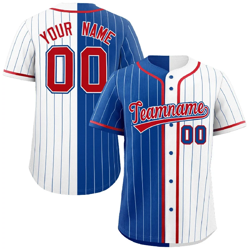 Custom Royal White Two Tone Striped Fashion Authentic Baseball Jersey Artistic Men's Hand